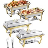 4x Chafing Dish Set 9L Goud - Warmhouders voor Buffet & Feesten - 35% Korting