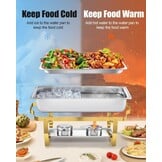 4x Chafing Dish Set 9L Goud - Warmhouders voor Buffet & Feesten - 35% Korting