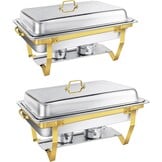 4x Chafing Dish Set 9L Goud - Warmhouders voor Buffet & Feesten - 35% Korting