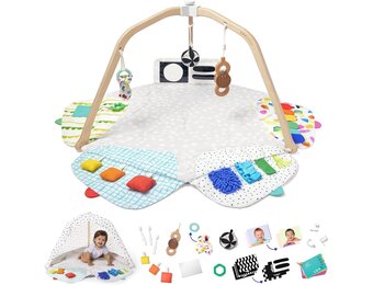 Speelgym & Mat voor baby's, 5 Ontwikkelzones, Houten Boog, 35% Korting
