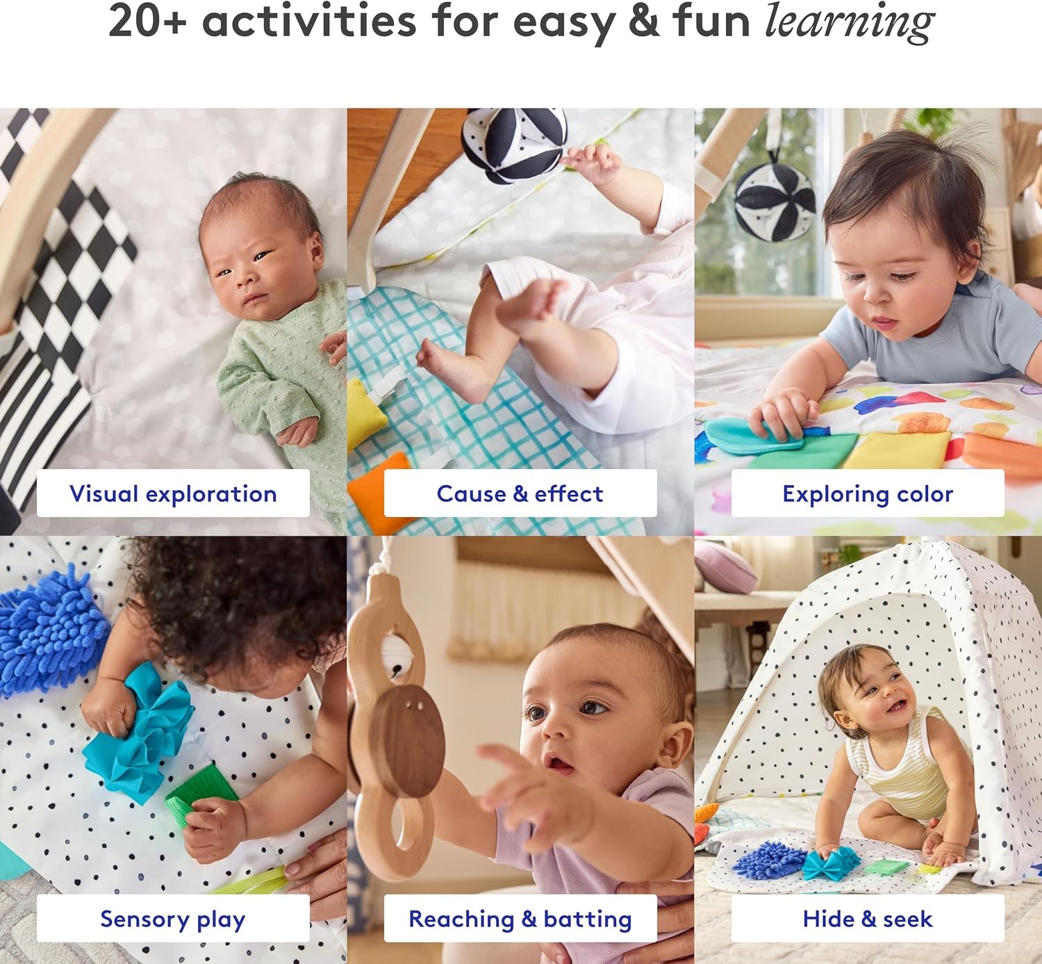 Speelgym & Mat voor baby's, 5 Ontwikkelzones, Houten Boog, 35% Korting