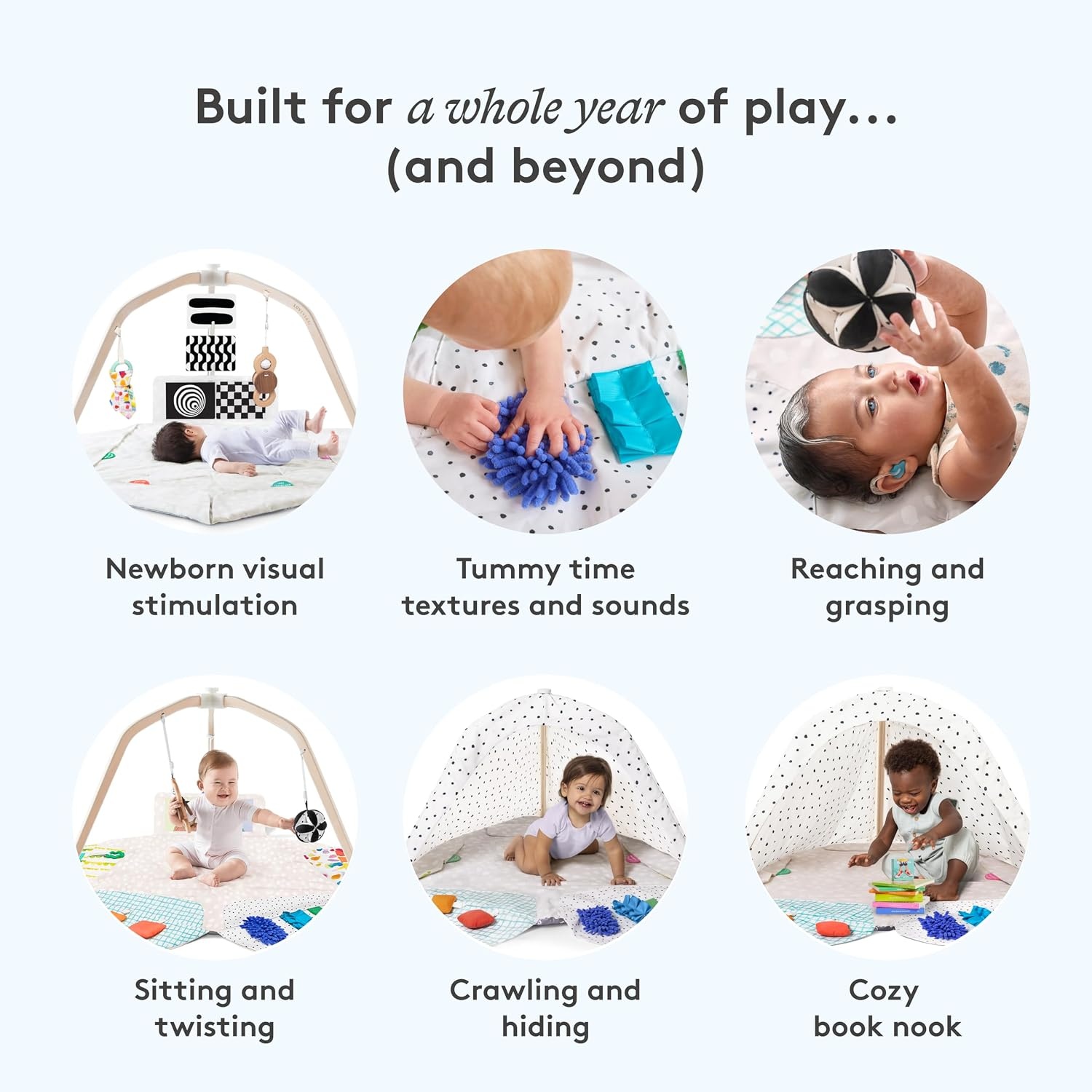 Speelgym & Mat voor baby's, 5 Ontwikkelzones, Houten Boog, 35% Korting