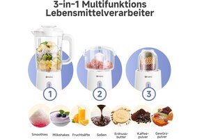 Veelzijdige 3-in-1 Blender met 59% Korting - Wit