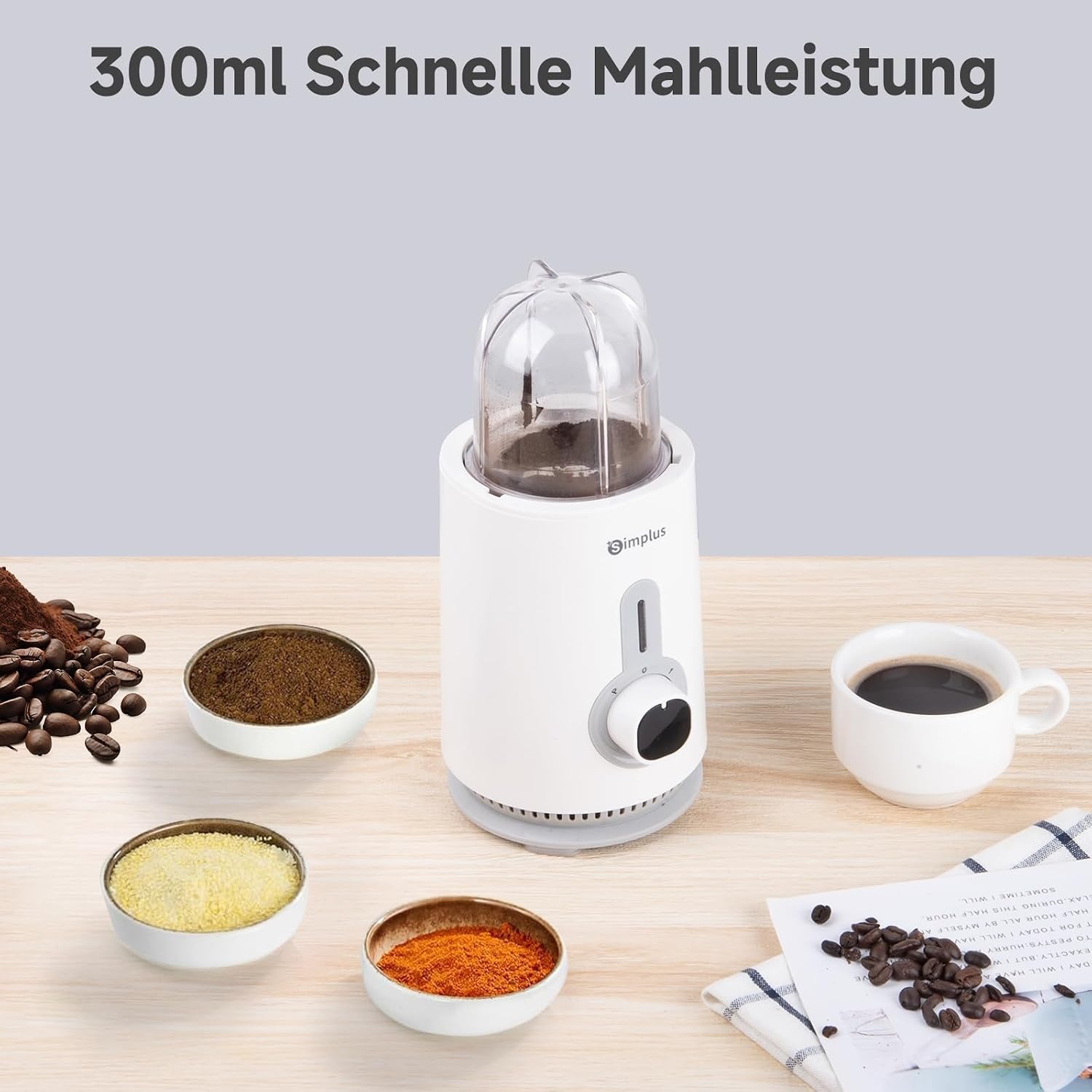 Blender 3-in-1 met Hakmolen & Maalbeker - Wit - 34% Korting