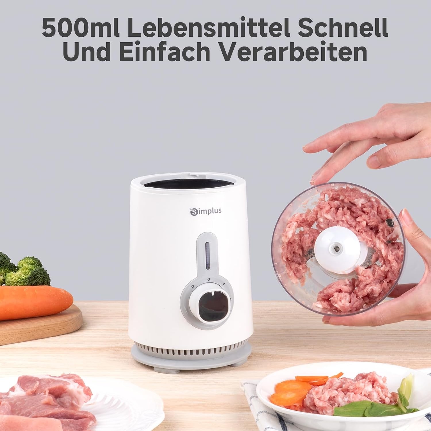 Blender 3-in-1 met Hakmolen & Maalbeker - Wit - 34% Korting