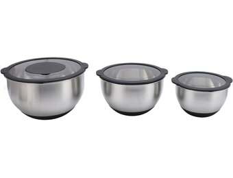 Mengkommen set 3-delig RVS met deksel & raspen - 34% korting!