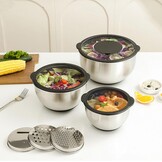 Mengkommen set 3-delig RVS met deksel & raspen - 34% korting!