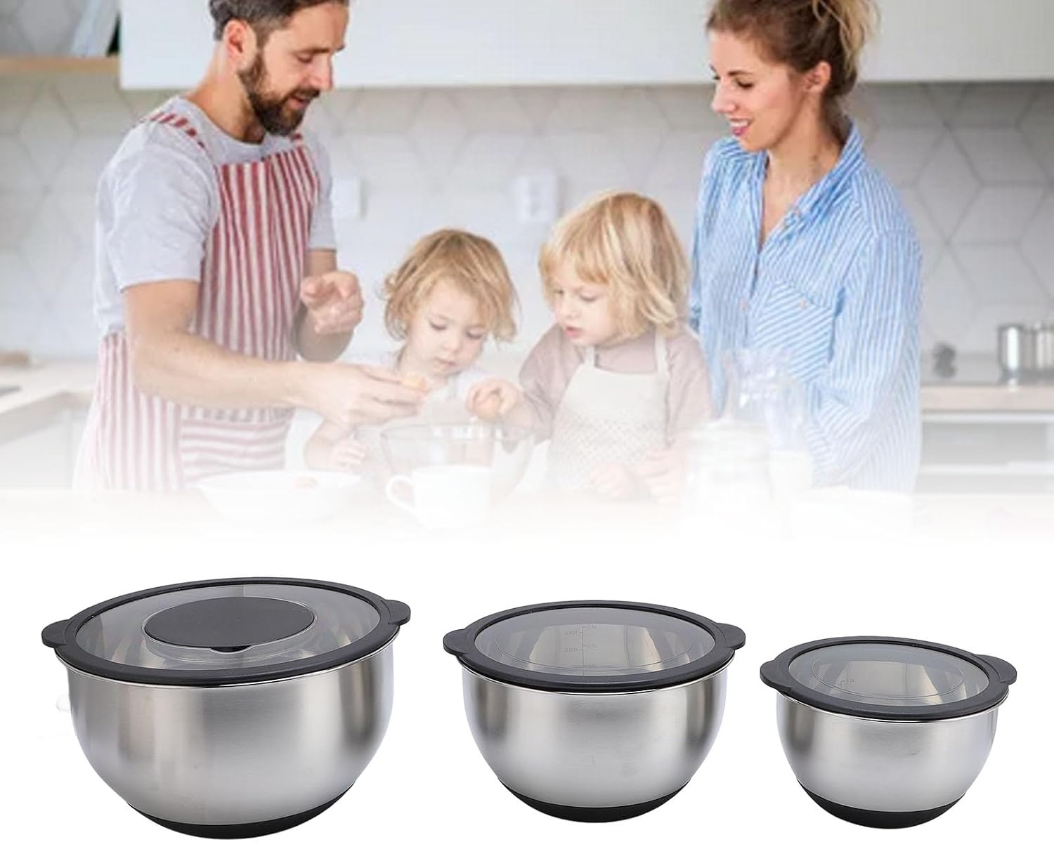 Mengkommen set 3-delig RVS met deksel & raspen - 34% korting!