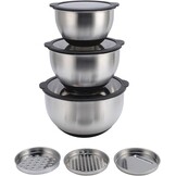 Mengkommen set 3-delig RVS met deksel & raspen - 34% korting!