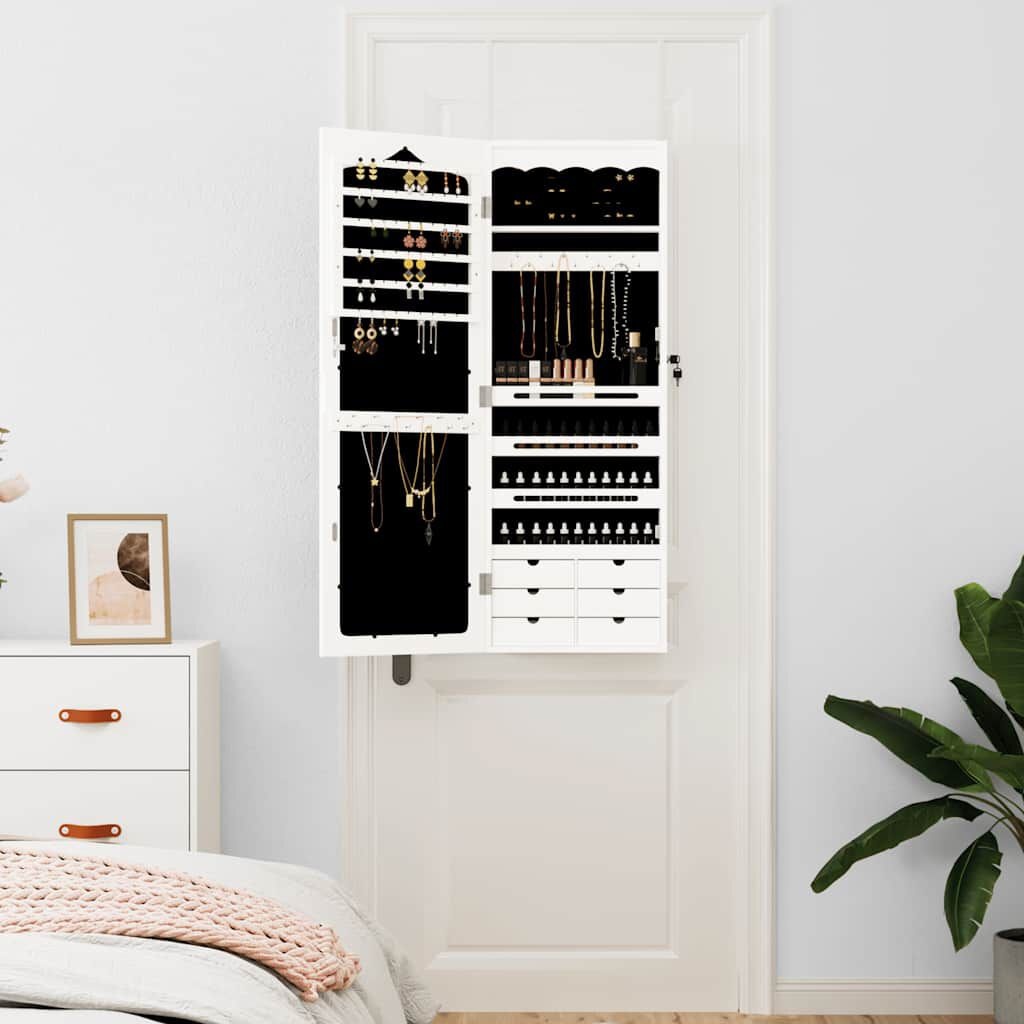vidaXL Sieradenkast met Spiegel Wandmontage 37,5x10x106 cm Wit - 35% Korting