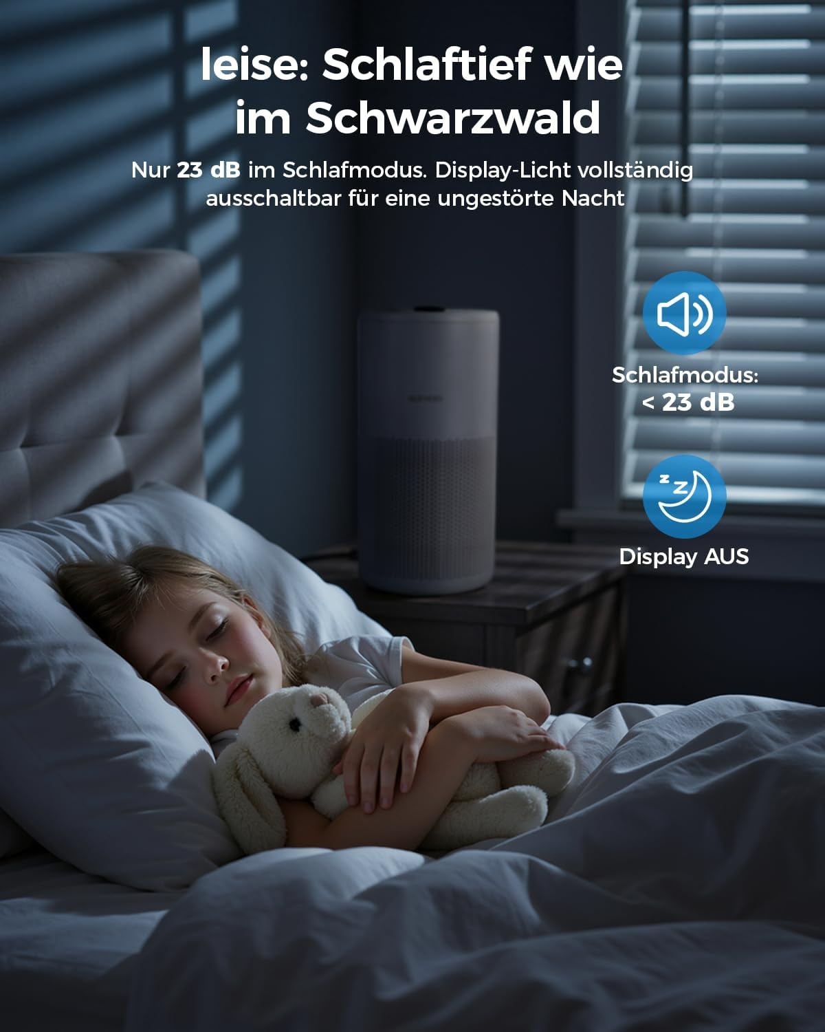 Luchtreiniger Slaapkamer 102m² | H13 HEPA | 240m³/h CADR | Stil & Wit | 34% Korting