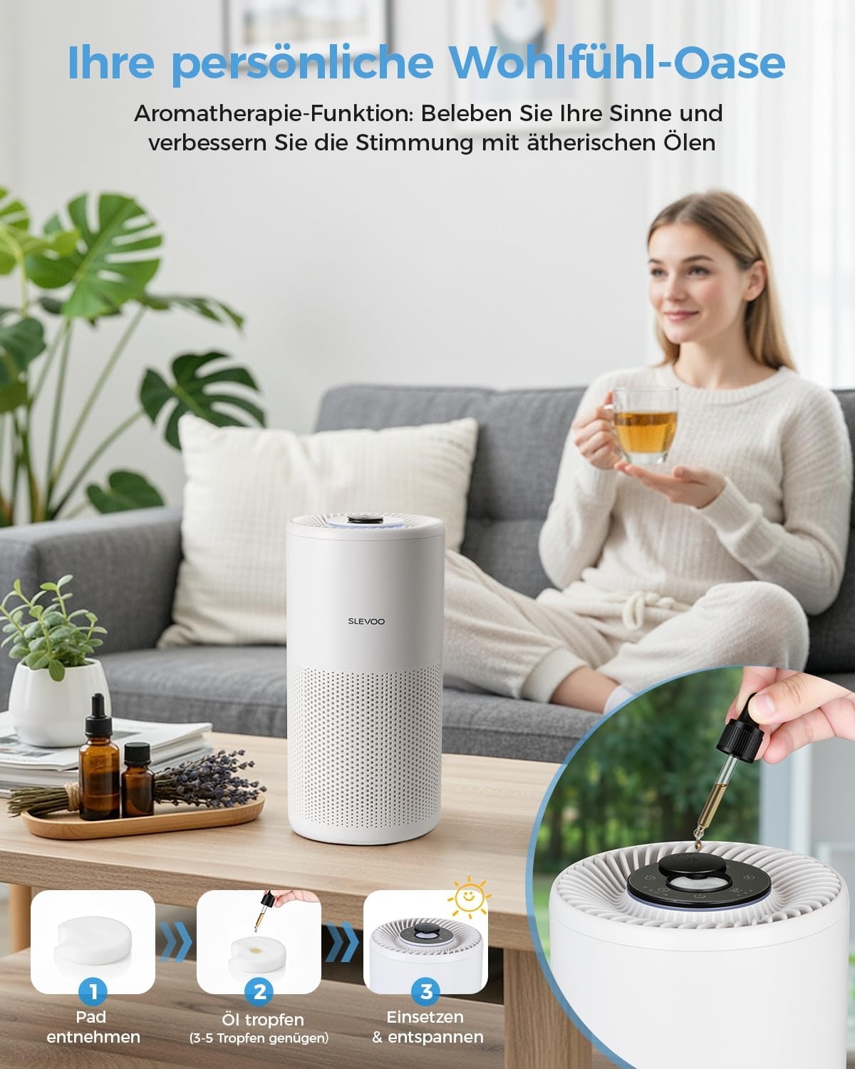 Luchtreiniger Slaapkamer 102m² | H13 HEPA | 240m³/h CADR | Stil & Wit | 34% Korting