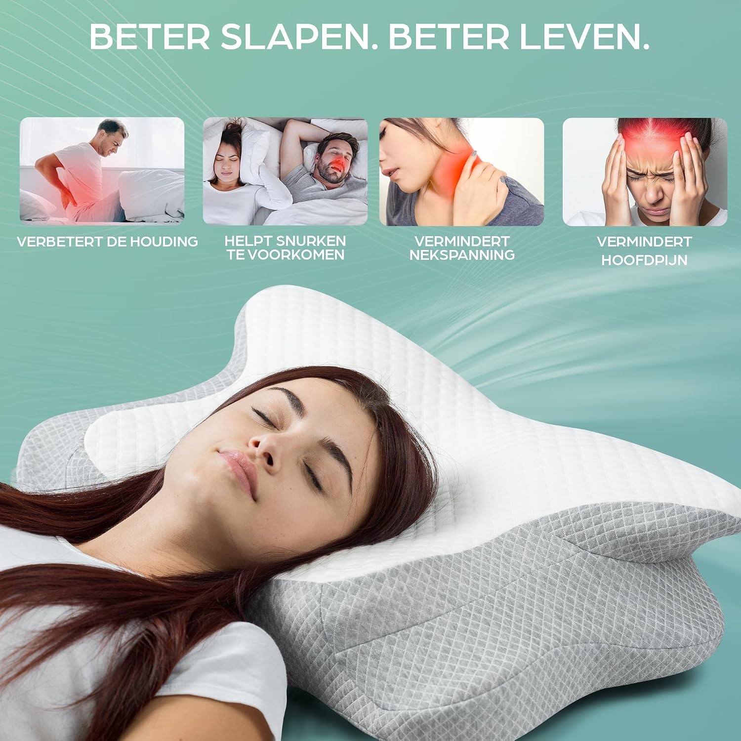 Orthopedisch Nekkussen Traagschuim Ergonomisch Ademend - 34% Korting