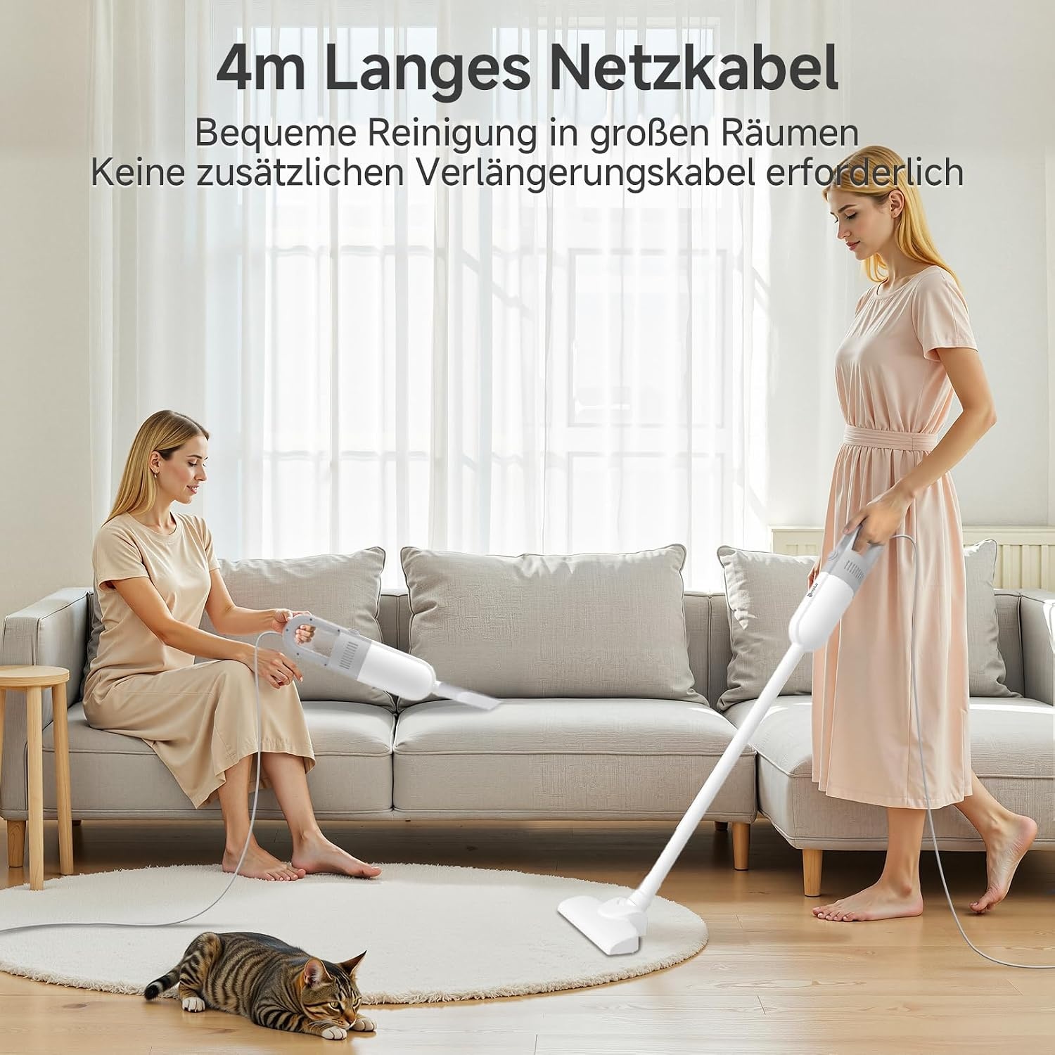 Kabelsteelstofzuiger - 400W, 13.000 Pa Zuigkracht, HEPA-F8, Wit - 32% Korting