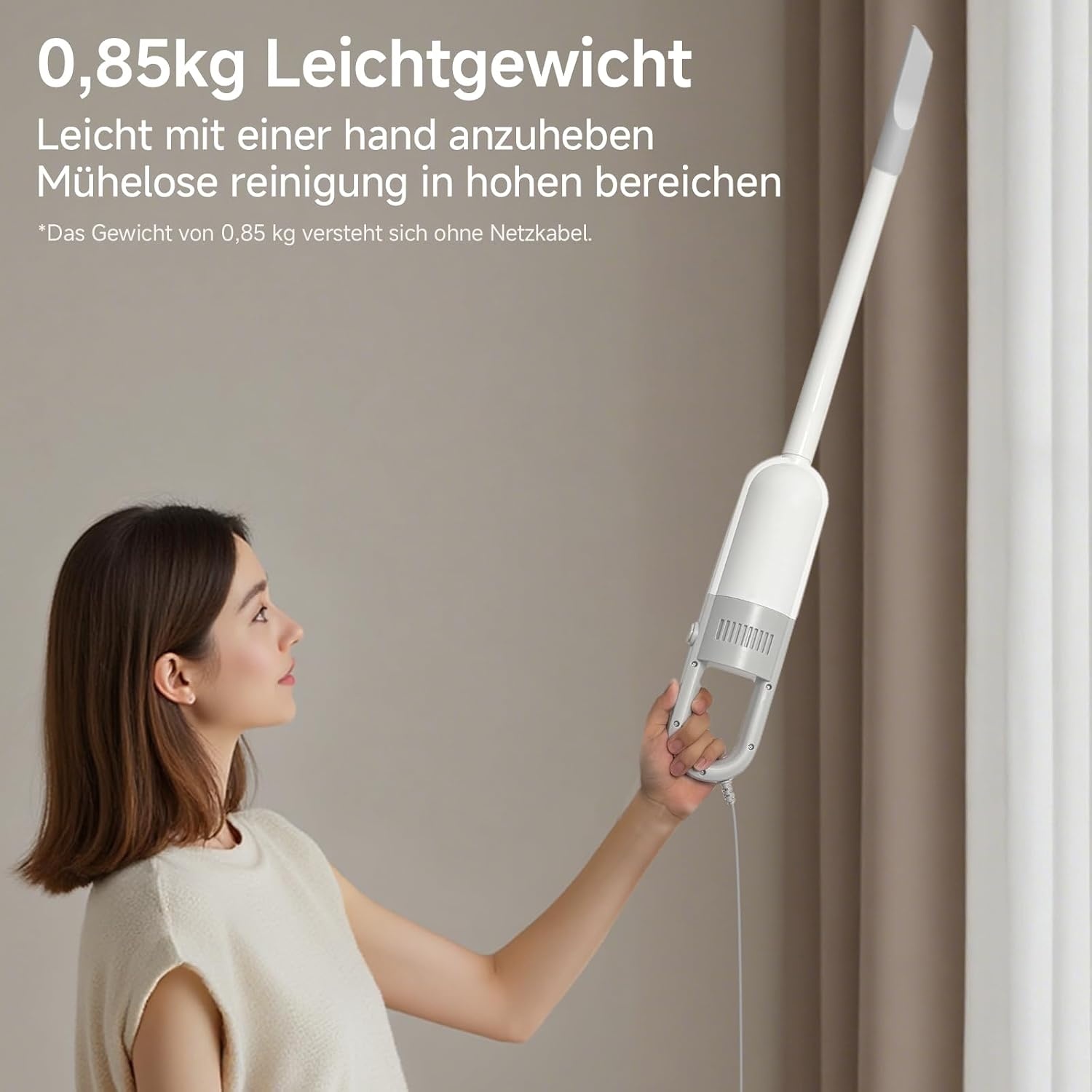 Kabelsteelstofzuiger - 400W, 13.000 Pa Zuigkracht, HEPA-F8, Wit - 32% Korting