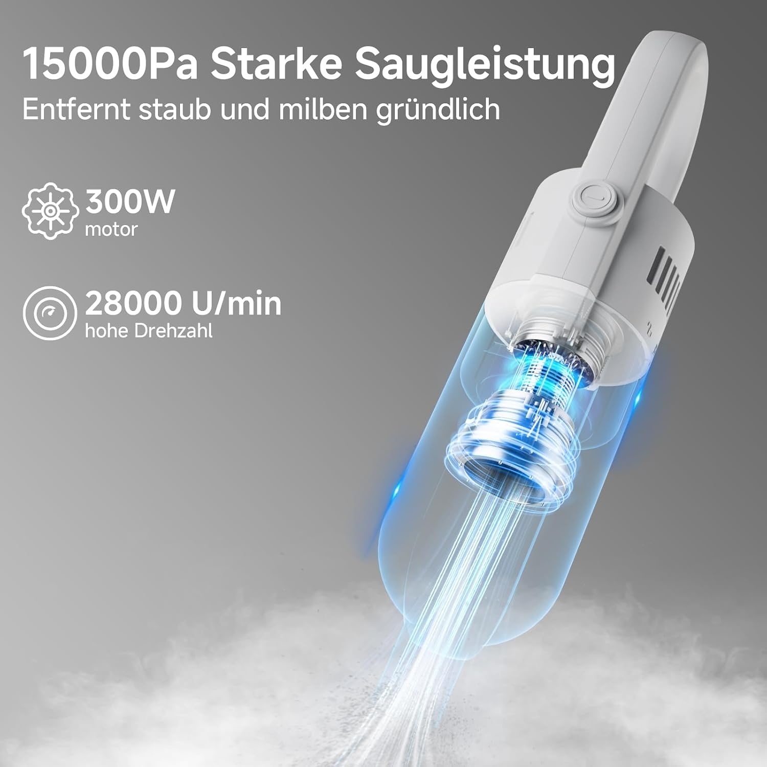 Kabelsteelstofzuiger - 400W, 13.000 Pa Zuigkracht, HEPA-F8, Wit - 32% Korting