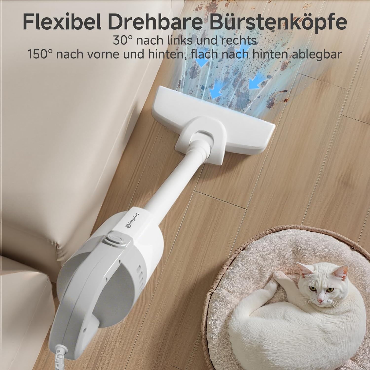 Kabelsteelstofzuiger - 400W, 13.000 Pa Zuigkracht, HEPA-F8, Wit - 32% Korting
