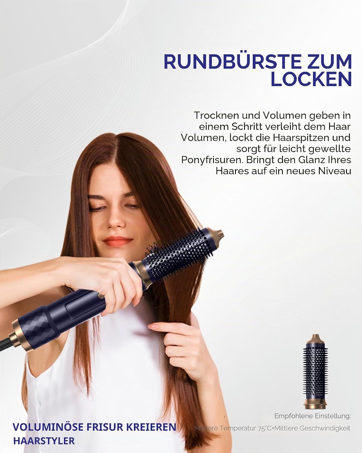 UKLISS 6-in-1 Haarstyler en Föhnset met Automatische Krultang - Blauw