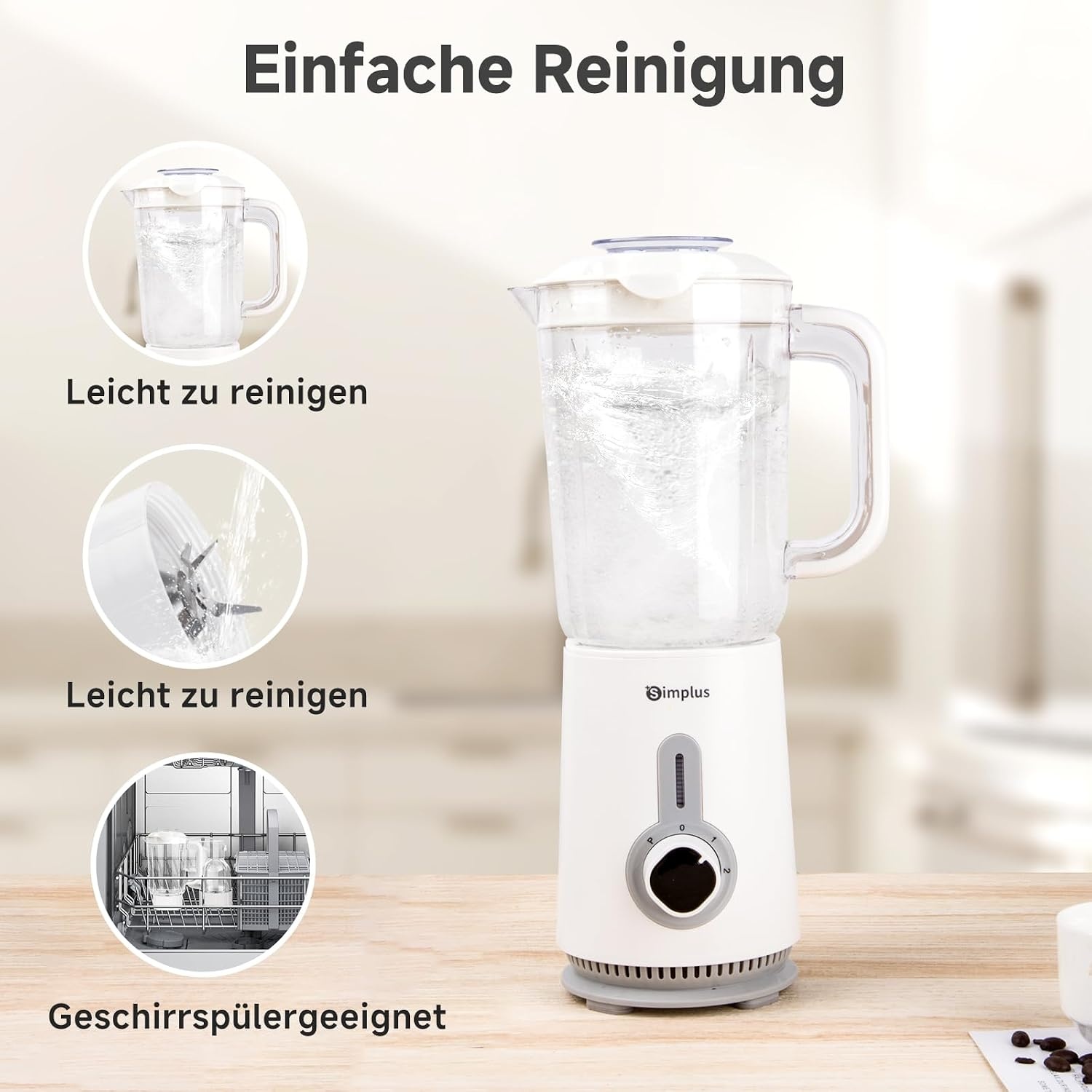 SIMPLUS 3-in-1 Blender & Smoothie Maker, Wit - 34% Korting