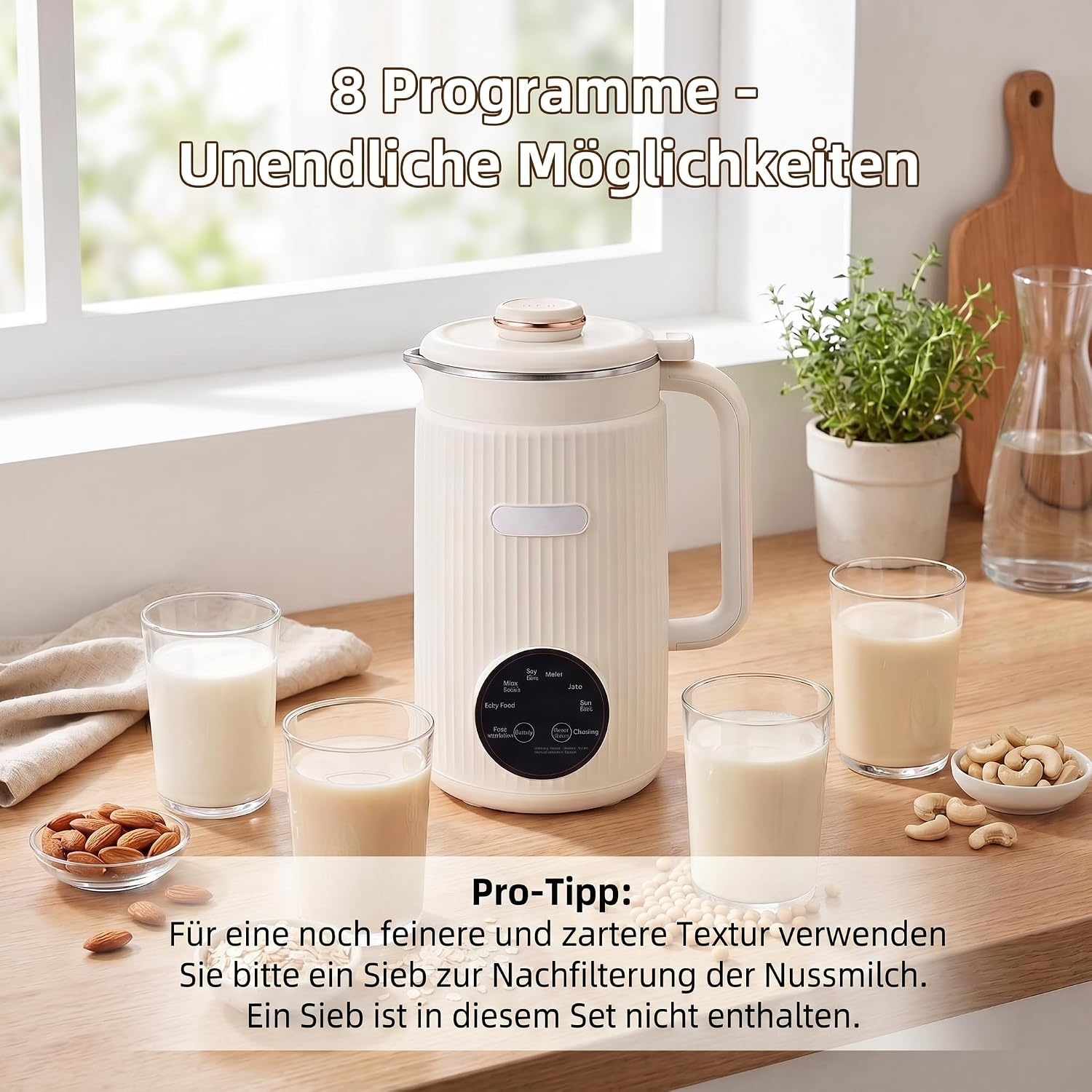 8-in-1 Plantaardige Melkmachine Wit - Maak Zelf Notenmelk en Meer! Nu 34% Korting!