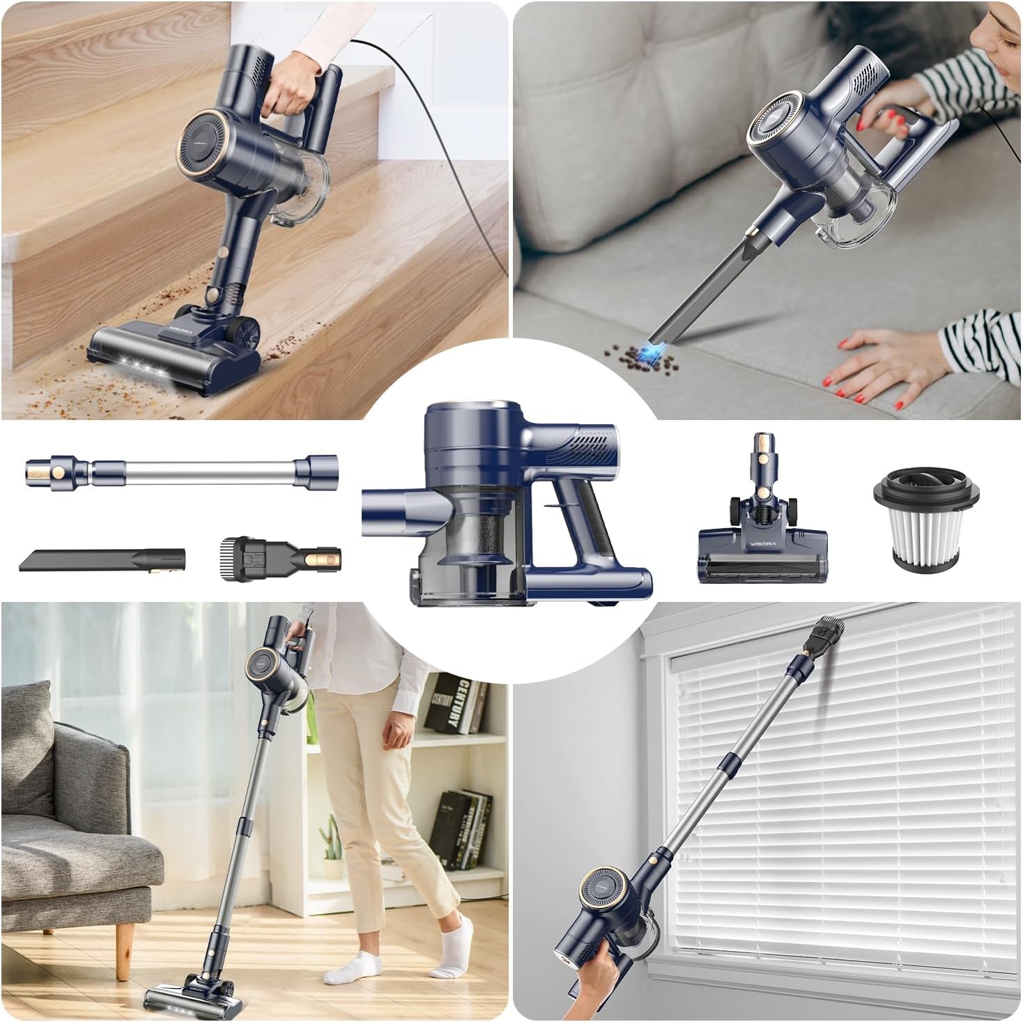 YISORA I8 Steelstofzuiger Marineblauw - 600W, 23KPa - 29% Korting