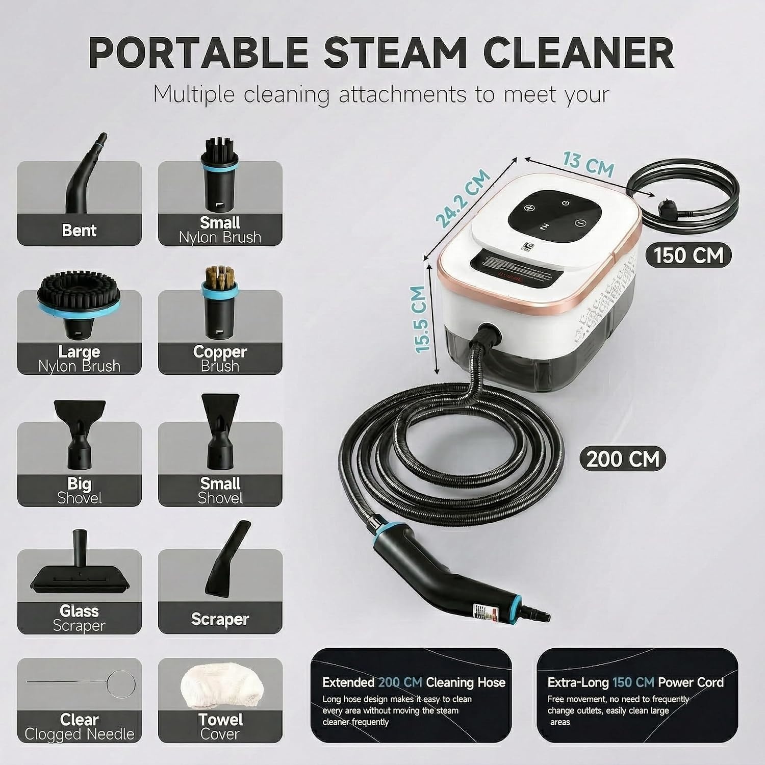 Handheld Stoomreiniger 1500W met 14 Accessoires - 34% Korting