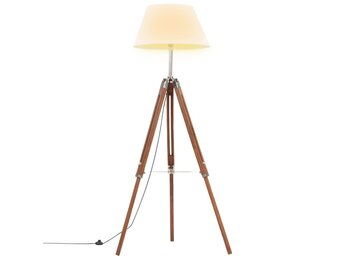 Driepoot vloerlamp 141 cm, massief teakhout, 34% korting
