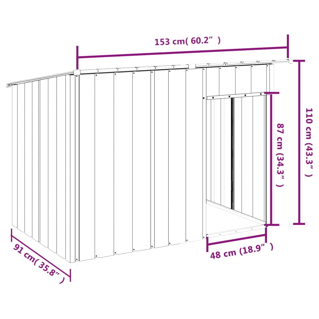 Hondenhok met dak 153x91x110 cm Antraciet - 54% Korting!