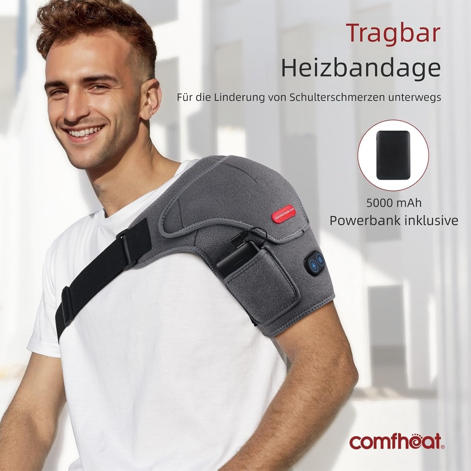 USB-vibratiecompressie-schouderbrace voor rotatormanchet, pijn, bevroren schouder, artritis, trillingsondersteuning, voor mannen en vrouwen