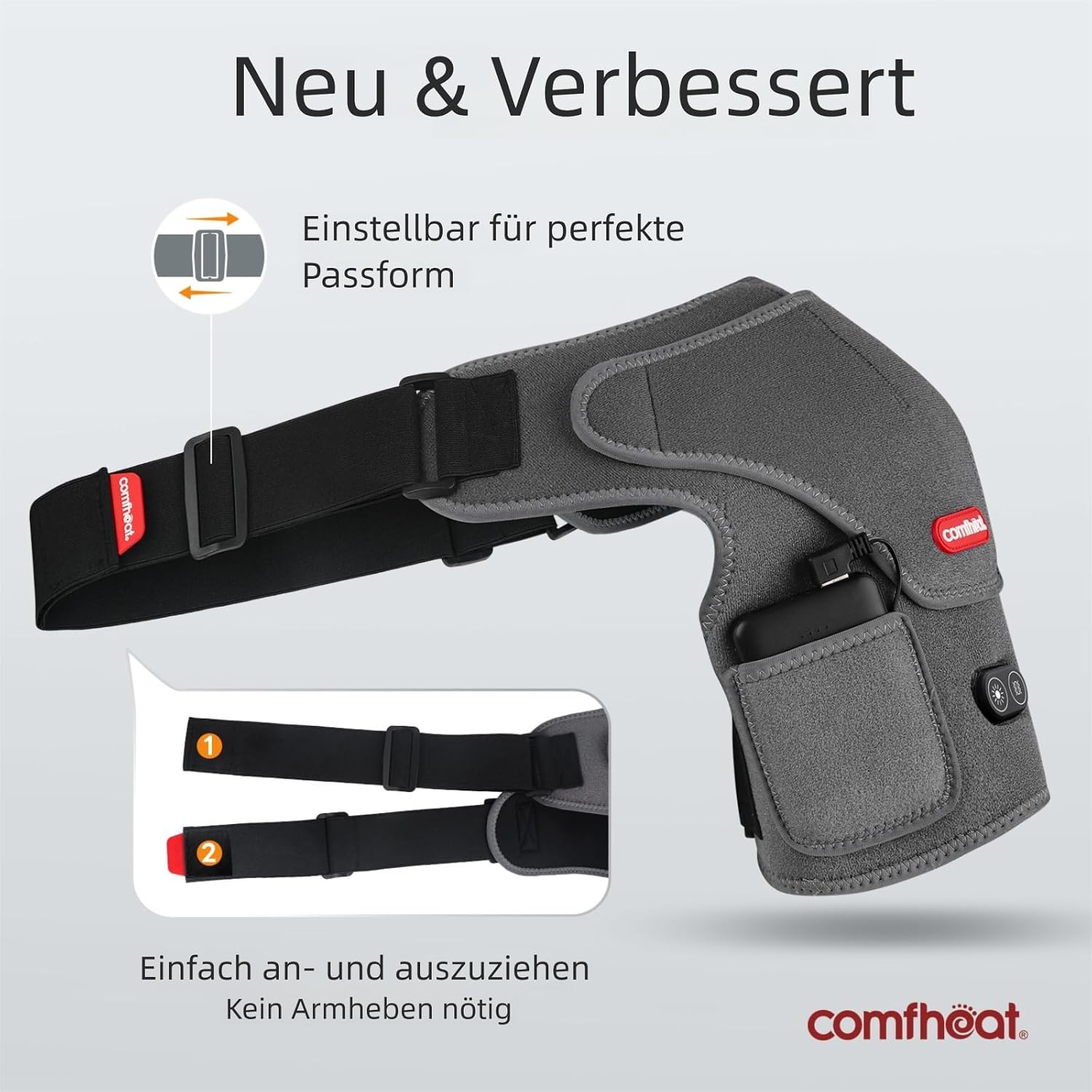 USB-vibratiecompressie-schouderbrace voor rotatormanchet, pijn, bevroren schouder, artritis, trillingsondersteuning, voor mannen en vrouwen