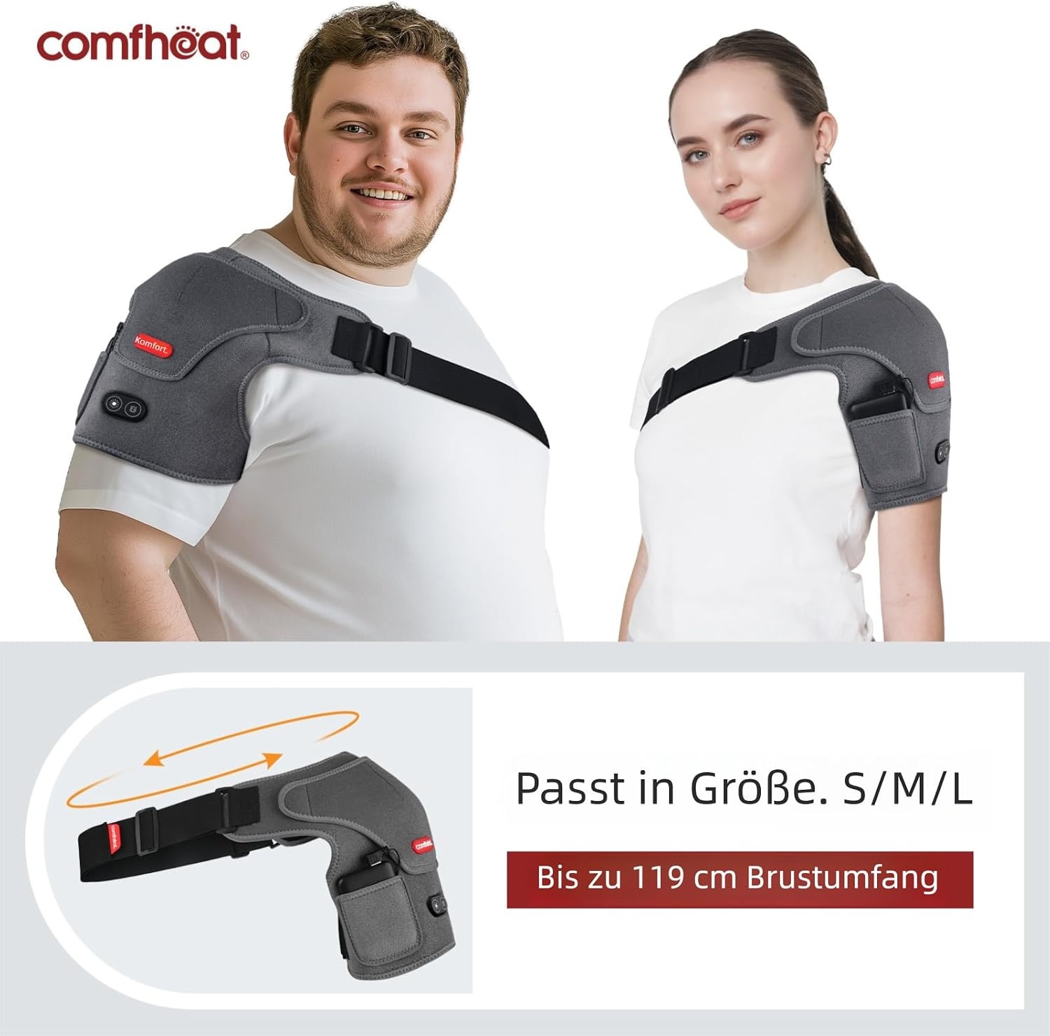 USB-vibratiecompressie-schouderbrace voor rotatormanchet, pijn, bevroren schouder, artritis, trillingsondersteuning, voor mannen en vrouwen