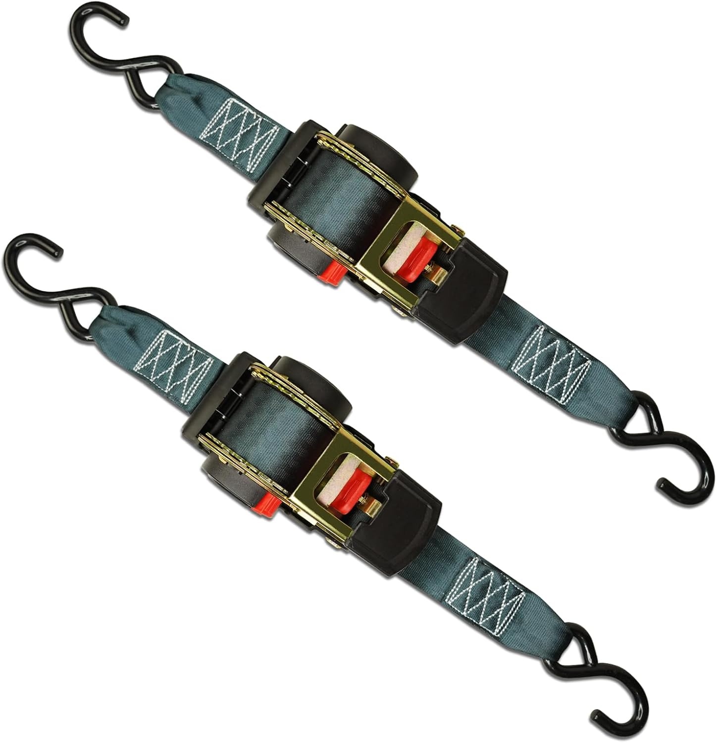 ENJ 2 stuks automatische spanband sjorband met S-haak 300/600 kg, 3,0 m x 25 mm (2)