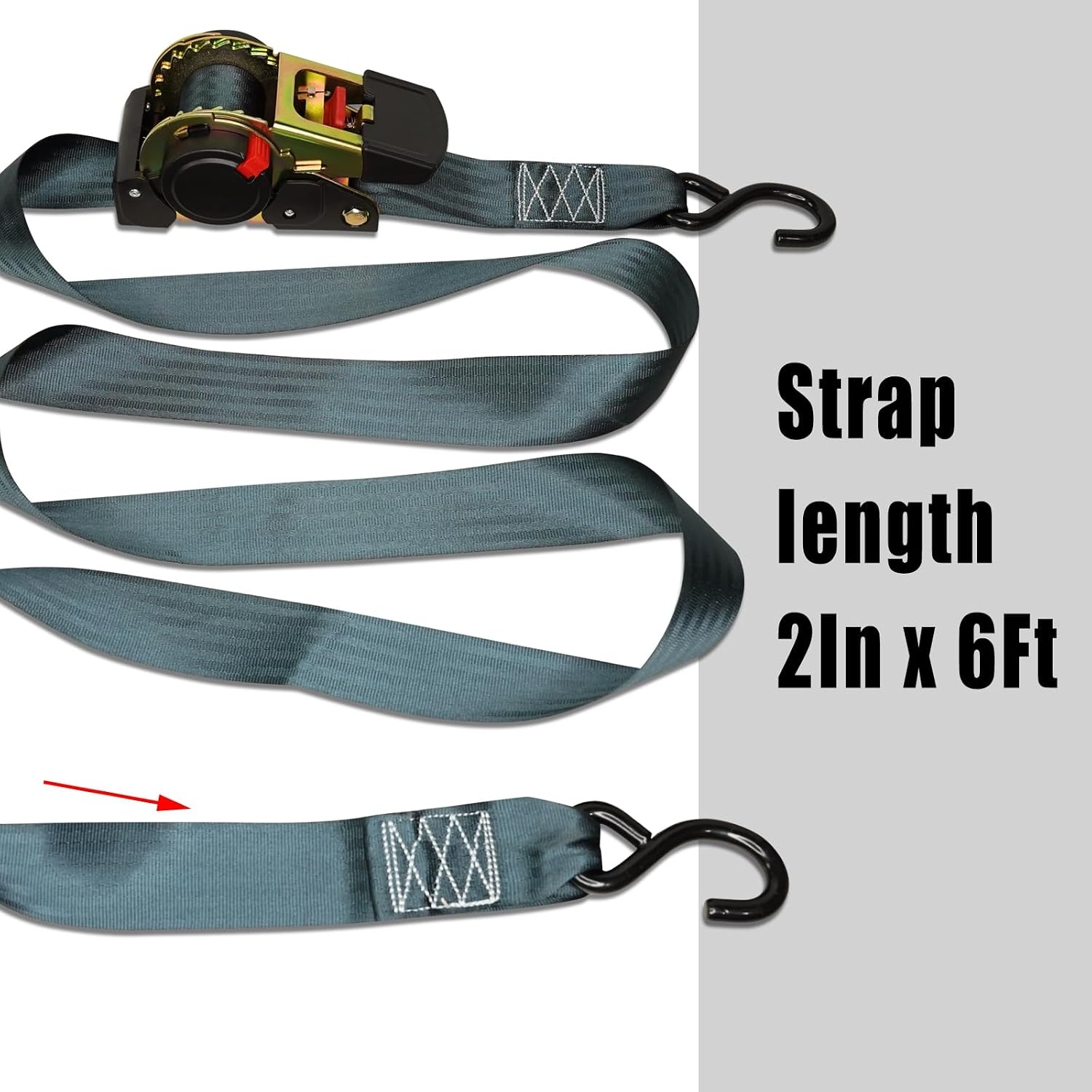 ENJ 2 stuks automatische spanband sjorband met S-haak 300/600 kg, 3,0 m x 25 mm (2)