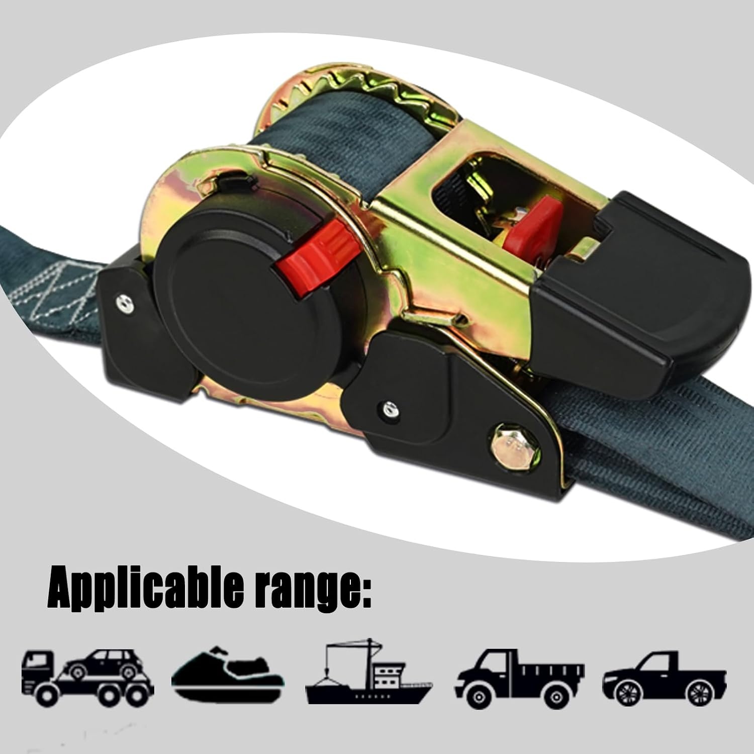 ENJ 2 stuks automatische spanband sjorband met S-haak 300/600 kg, 3,0 m x 25 mm (2)