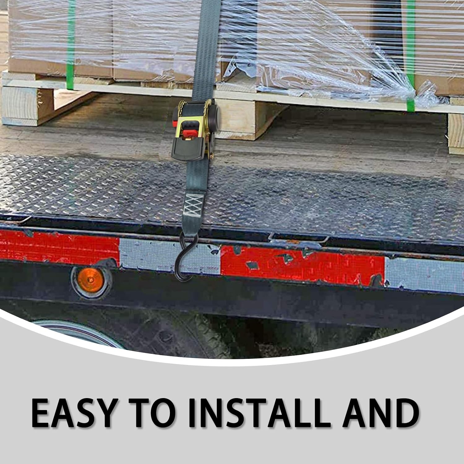 ENJ 2 stuks automatische spanband sjorband met S-haak 300/600 kg, 3,0 m x 25 mm (2)