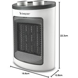 Beper Keramische Ventilatorkachel 1500W - Compacte Elektrische Kachel - Wit/Zwart