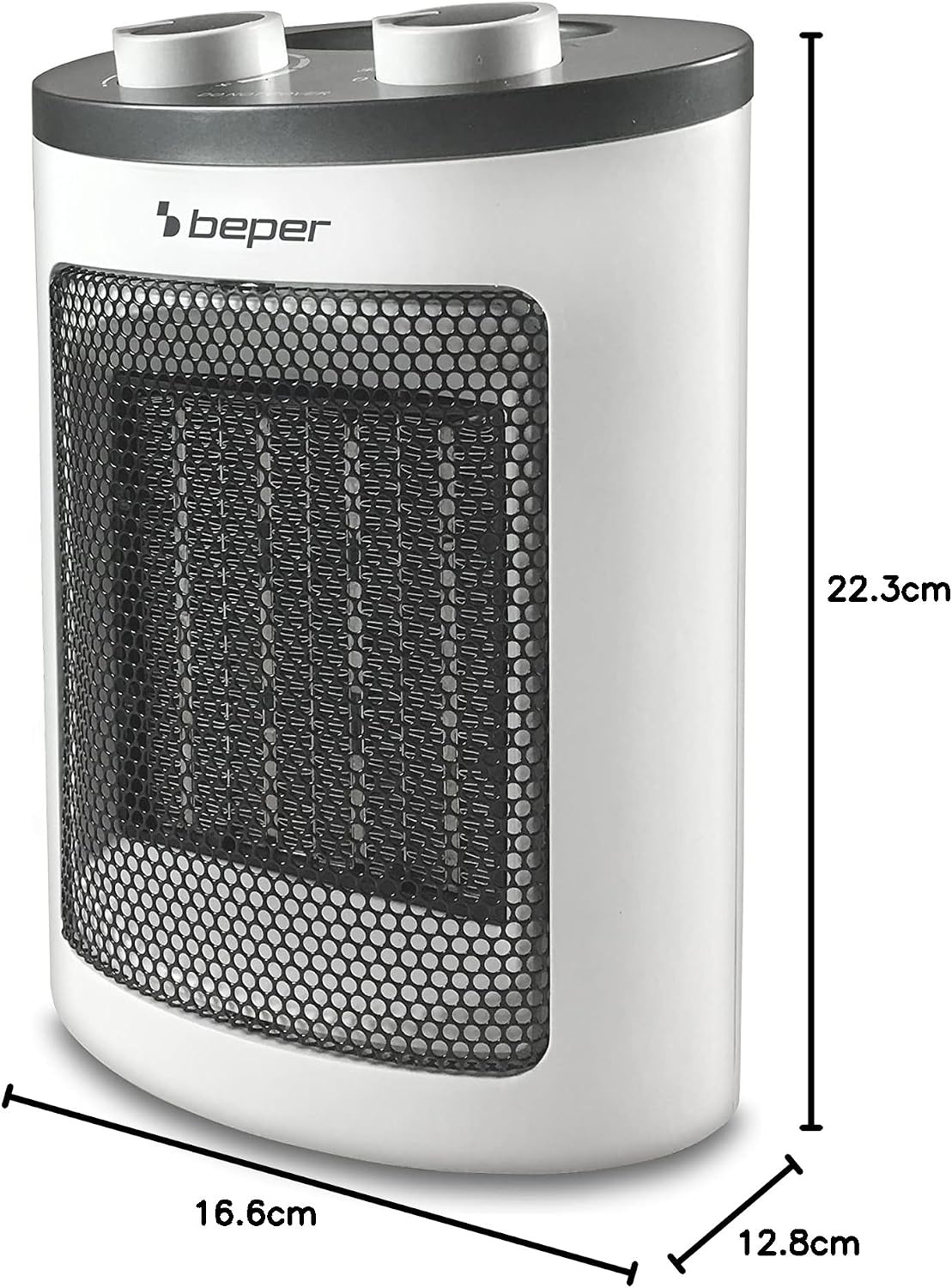 Beper Keramische Ventilatorkachel 1500W - Compacte Elektrische Kachel - Wit/Zwart