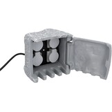 UNITEC Wifi-stekkerverdeler voor de tuin in steenlook, tuinstopcontact, buitenstopcontact, IP 44, 4 stopcontacten, kubus