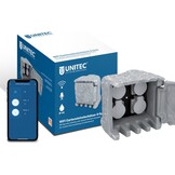 UNITEC Wifi-stekkerverdeler voor de tuin in steenlook, tuinstopcontact, buitenstopcontact, IP 44, 4 stopcontacten, kubus
