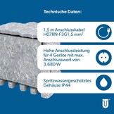UNITEC Wifi-stekkerverdeler voor de tuin in steenlook, tuinstopcontact, buitenstopcontact, IP 44, 4 stopcontacten, kubus