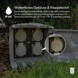 UNITEC Wifi-stekkerverdeler voor de tuin in steenlook, tuinstopcontact, buitenstopcontact, IP 44, 4 stopcontacten, kubus