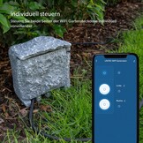 UNITEC Wifi-stekkerverdeler voor de tuin in steenlook, tuinstopcontact, buitenstopcontact, IP 44, 4 stopcontacten, kubus