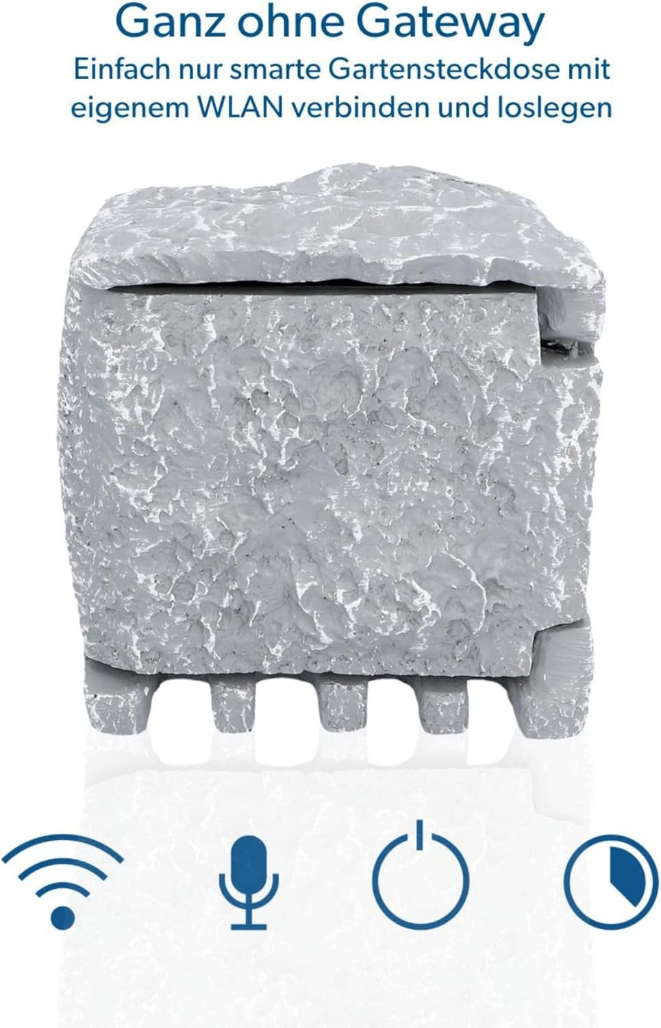 UNITEC Wifi-stekkerverdeler voor de tuin in steenlook, tuinstopcontact, buitenstopcontact, IP 44, 4 stopcontacten, kubus