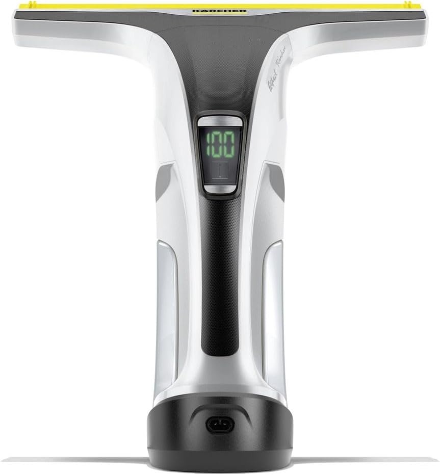 Kärcher Accu-raamzuiger WV 7 Signature Line, batterijduur: 100 min, led-laadstatusindicator, 2 zuigmonden, spuitfles met 2 microvezelhoezen, vuilkrassen, 20 ml raamreiniger-concentraat
