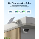Reolink 4K Solar Beveiligingscamera's Draadloos Buiten, ColorX Nachtzicht, 180° Blindspotvrij Zicht, Wi-Fi 6, Persoon/Voertuig/Dier-Detectie, Argus 4 Pro met Zonnepaneel