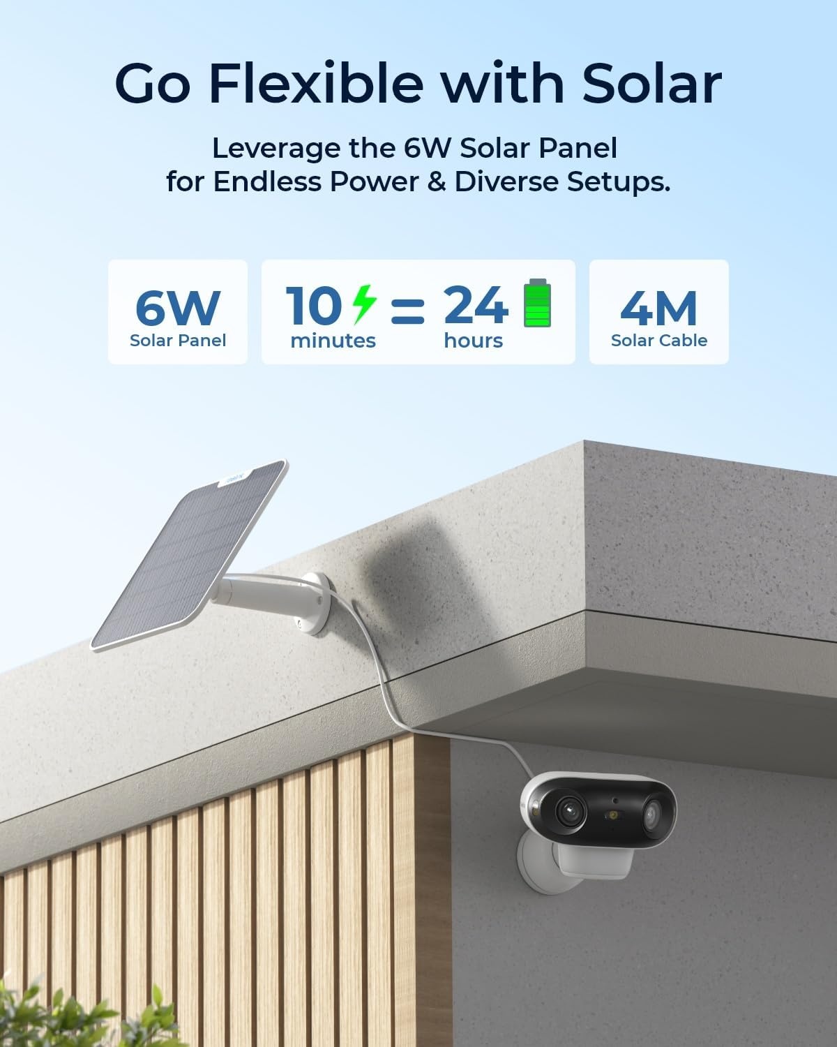 Reolink 4K Solar Beveiligingscamera's Draadloos Buiten, ColorX Nachtzicht, 180° Blindspotvrij Zicht, Wi-Fi 6, Persoon/Voertuig/Dier-Detectie, Argus 4 Pro met Zonnepaneel