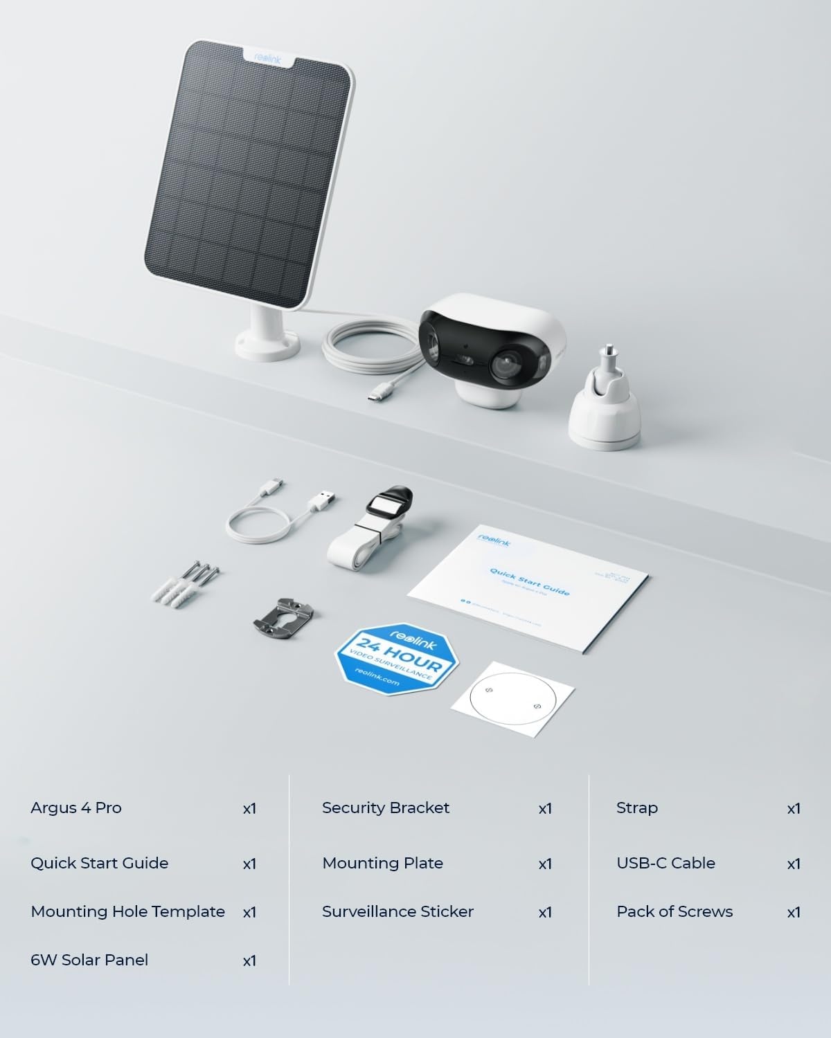 Reolink 4K Solar Beveiligingscamera's Draadloos Buiten, ColorX Nachtzicht, 180° Blindspotvrij Zicht, Wi-Fi 6, Persoon/Voertuig/Dier-Detectie, Argus 4 Pro met Zonnepaneel