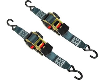 ENJ 2 stuks automatische spanband sjorband met S-haken 300/600 kg, 3,0 m x 25 mm (1,5)