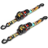 ENJ 2 stuks automatische spanband sjorband met S-haken 300/600 kg, 3,0 m x 25 mm (1,5)