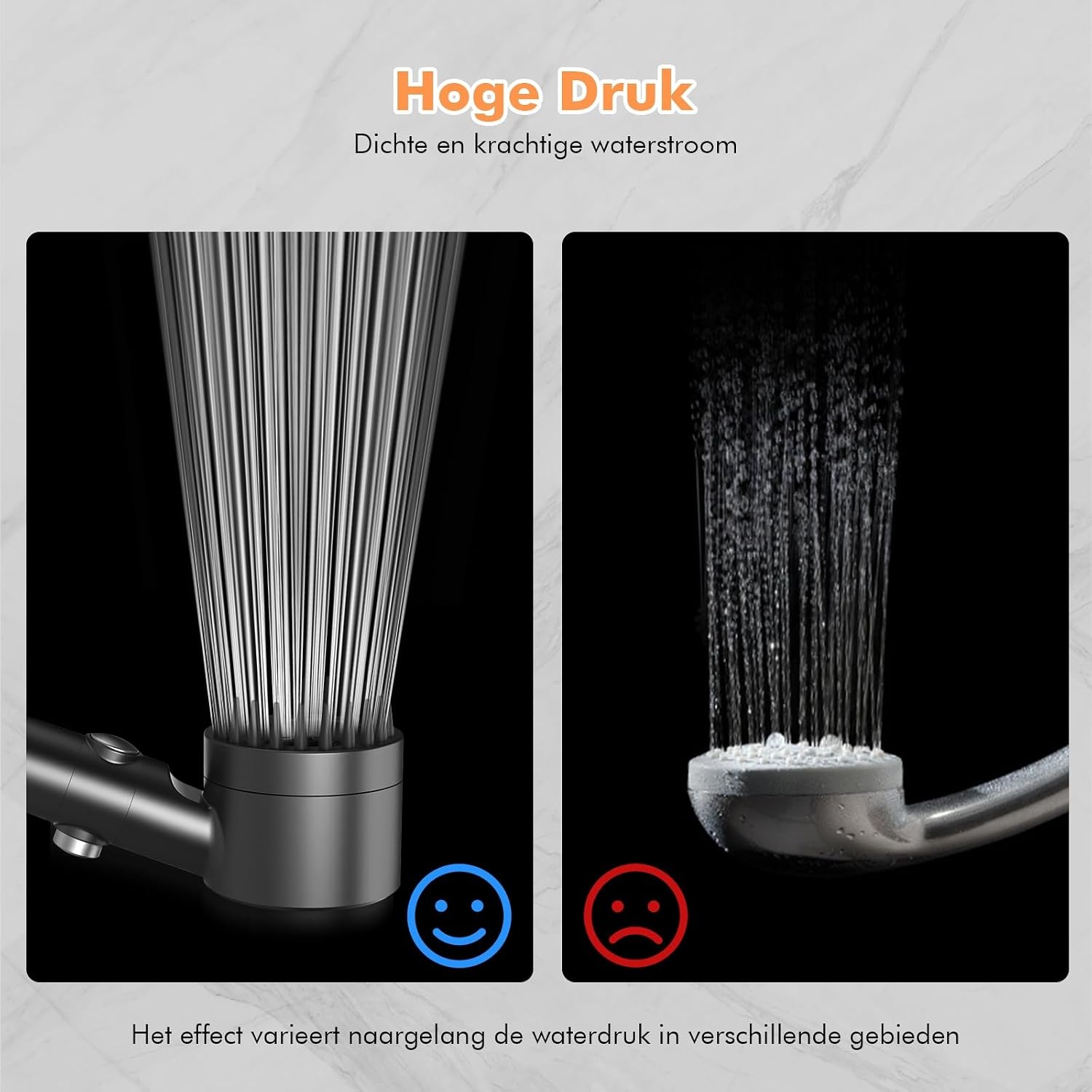 MEKO Douchekop met Filter, Hoge Druk, 3 Straalsoorten en 1,5 m Slang